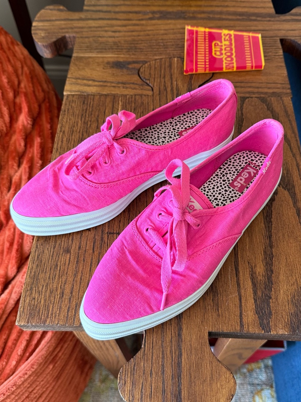Keds x Barbie Bright Pink Canvas Lace-Up Platform Sneakers 7.5